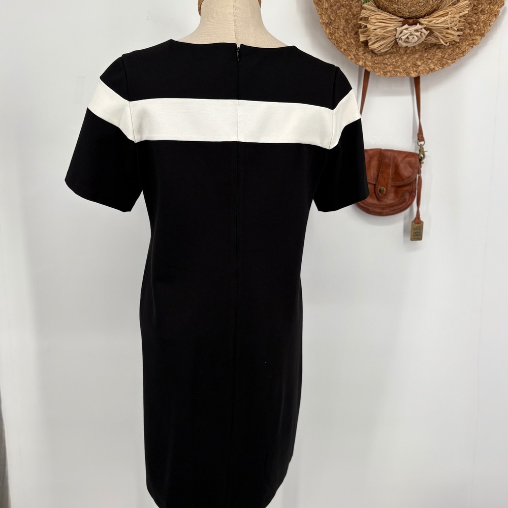 Pendleton Woolen Mills LP Black & White Ponte Colorblock Short Sleeve Midi Dress - Picture 3 of 10